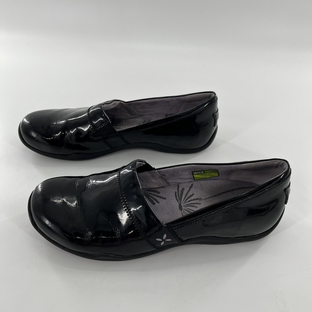 Ahnu Loafers Womens US 11 EU 42 Black Patent Leather Flat Comfort Slip On - Picture 5 of 15